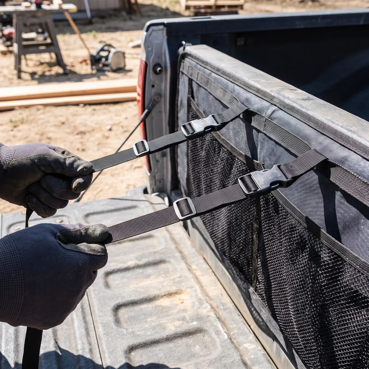 Step 2: Pull the straps snug against the gate